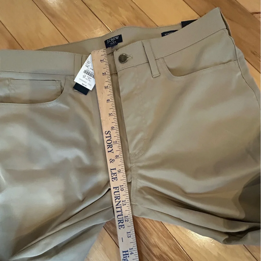 NWT J.Crew Men's Khaki Five-Pocket Tech Straight Flex Pants Chinos